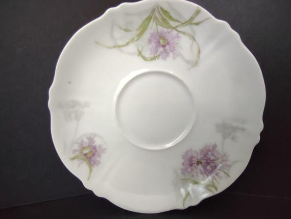 Haviland Limoges France Purple Flower Scalloped Edge White 5-1/4" Saucer lot 725