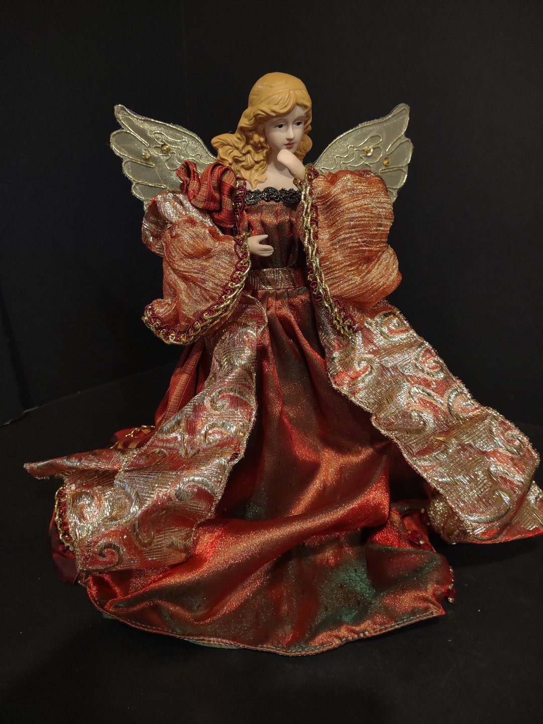 Christmas Angel Tree Topper Red Burgundy 16 lot 1389 Etsy