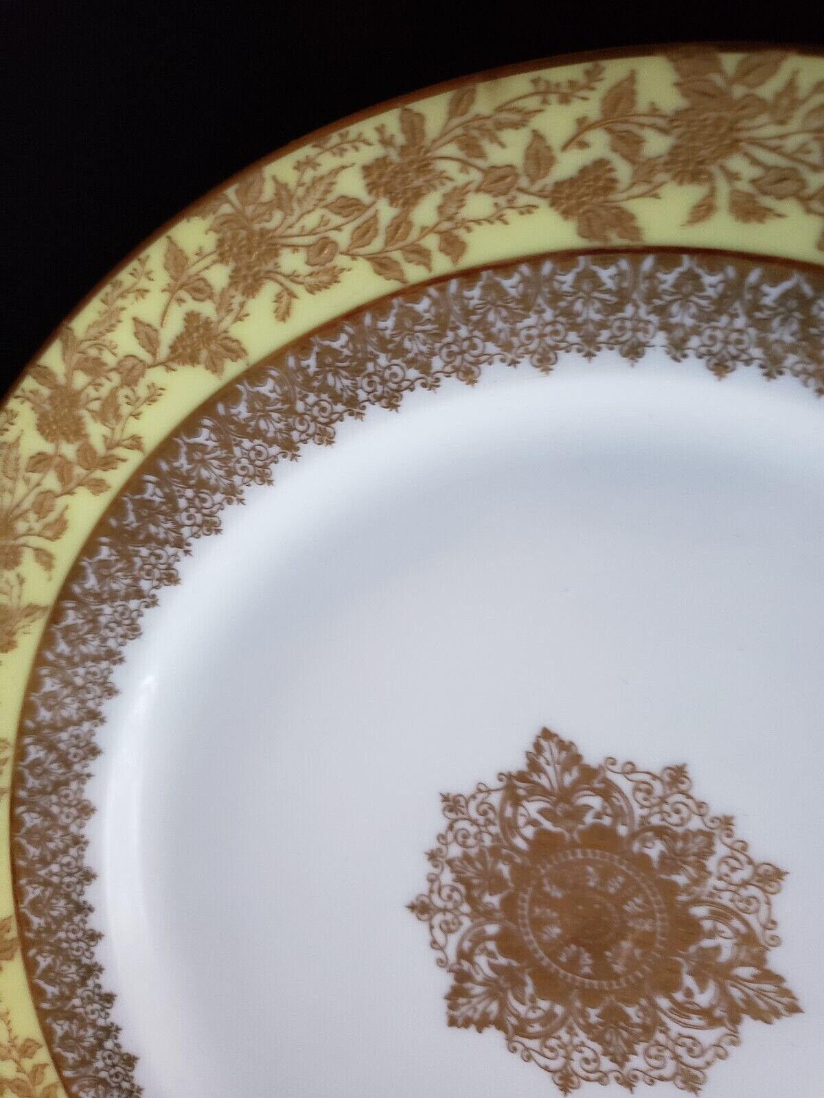GDA Limoges France Salad/luncheon Plate Yellow Raised Gold Etsy