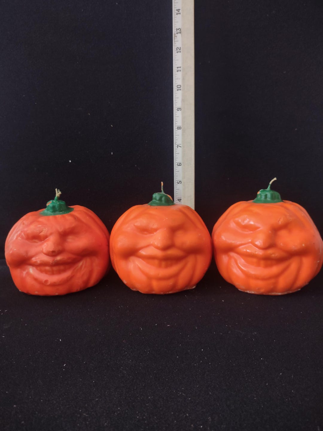 Vintage Halloween Jack O Lantern Candle X 3 Grumpy Face (lot 3383) - Etsy