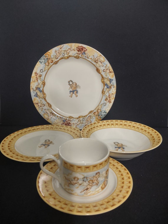 Fitz and Floyd Habitat Americana Cherubs Omnibus Cup Dinner Salad Soup Plate