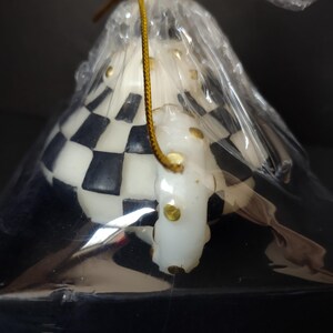 Vintage MacKenzie-Childs Courtly Check Teapot Candle Black White Gold [6305] image 2