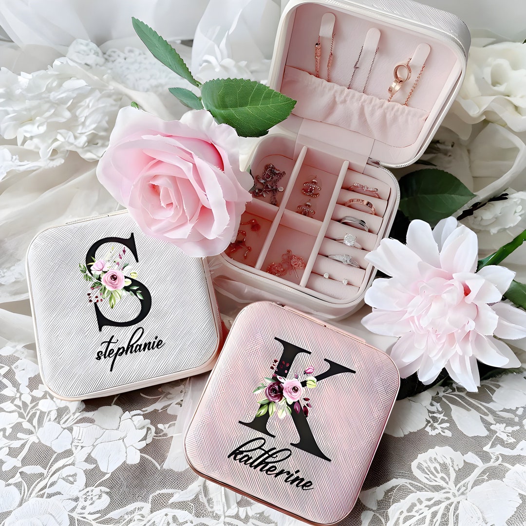 Personalized Travel Jewelry Case Custom Name Jewelry Box Etsy