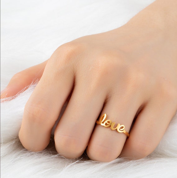 Love Word Letter Stainless Steel Ring Love Ring love Word Script