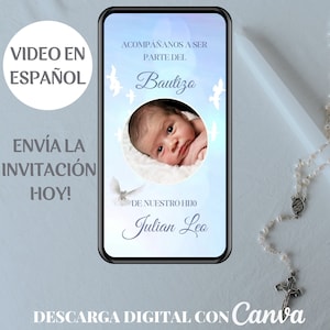 Invitacion De Bautizo, Video Invitacion, Invitationes Bautizo, Modelo Eletrônico de Convite de Batismo, Convite Digital de Texto de Batismo
