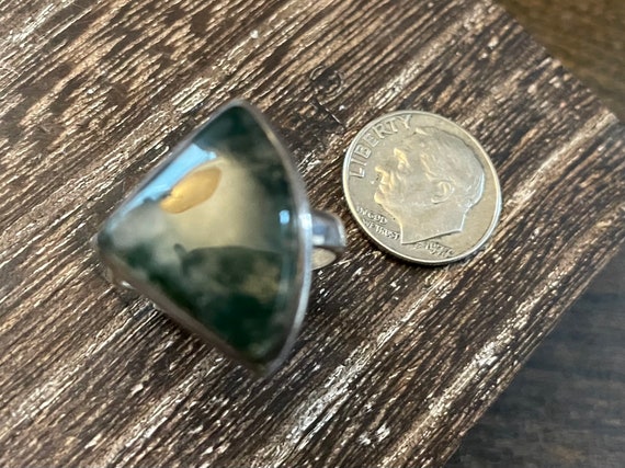 Moss Agate Sterling Silver Ring / Size 8 - image 9