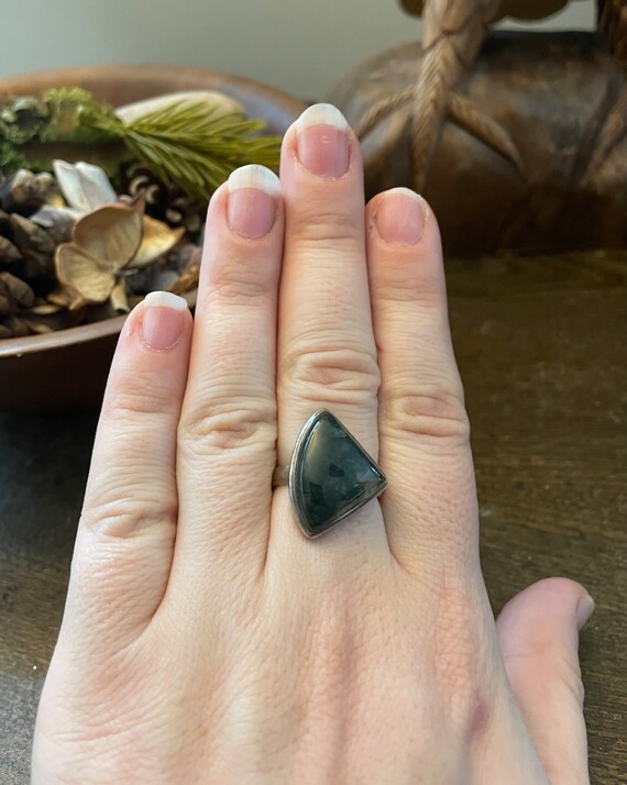 Moss Agate Sterling Silver Ring / Size 8 - image 8