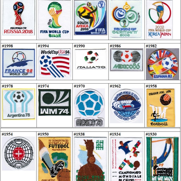 1930 - 2018 1st - 21st FIFA World Cup Football Soccer Badge Iron On Embroidered Patch