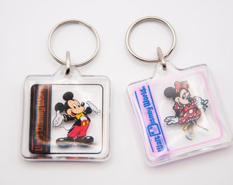 Walt Disney World Vintage Mickey & Minnie Key Chains (c. 1980’s)