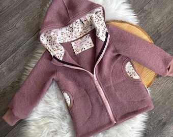 Walkjacke Gr. 56 - 164 helle beere weiß ungefüttert Wollwalk