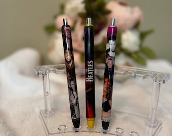 Favorite Band Collage UV Resin Pensl Paul LANY Band l Bon Jovi l The BEATLES I Juice Wrld   Custom Made l Ink Joy Refillable Pens