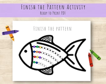 Printable Pattern Activity | Pre-School Activity Worksheet | Homeschool Printable | Ocean Life Activity | Matching Game | Early Learning