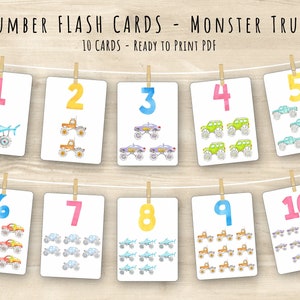 Monstertruck Flash Flash Cards | Monster Truck Aktivität | Pre-School Printables | Homeschool Ausdrucke | Frühes Lernen