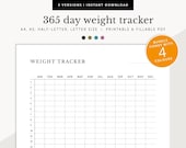 365 day Weight Tracker, Weight Loss Tracker, Daily Weight Log, Wellness Tracker, Fillable & Printable Planner, A4/A5/Letter/Half Size