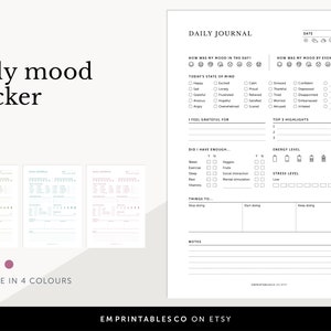 Daily Mood Journal, Mood Tracker, Mental Health Planner, ADHD Daily Journal, Fillable & Printable Planner, A4/A5/Letter/Half Size image 8