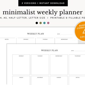 Work Weekly Planner, School Weekly Schedule Organizer, Fillable & Printable Landscape Planner, Planner Inserts, A4/A5/Letter/Half Size