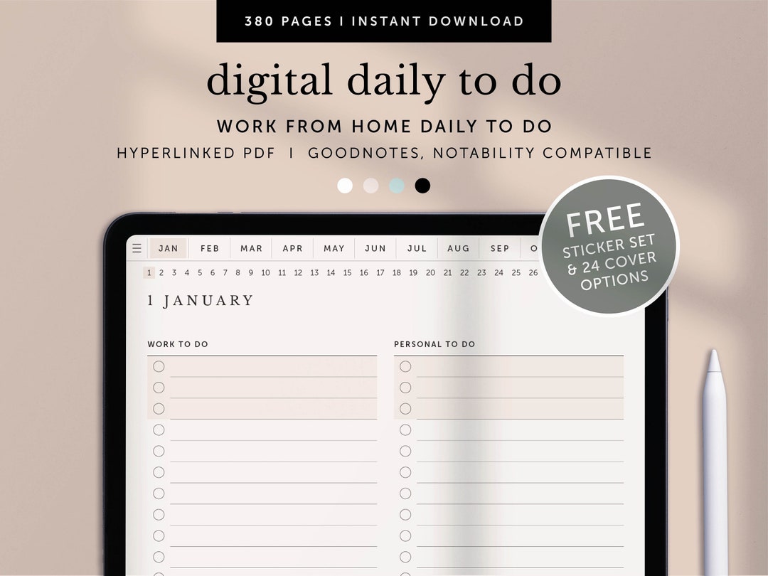 Digital Daily to Do, Work From Home Daily Planner, Daily Checklist ...