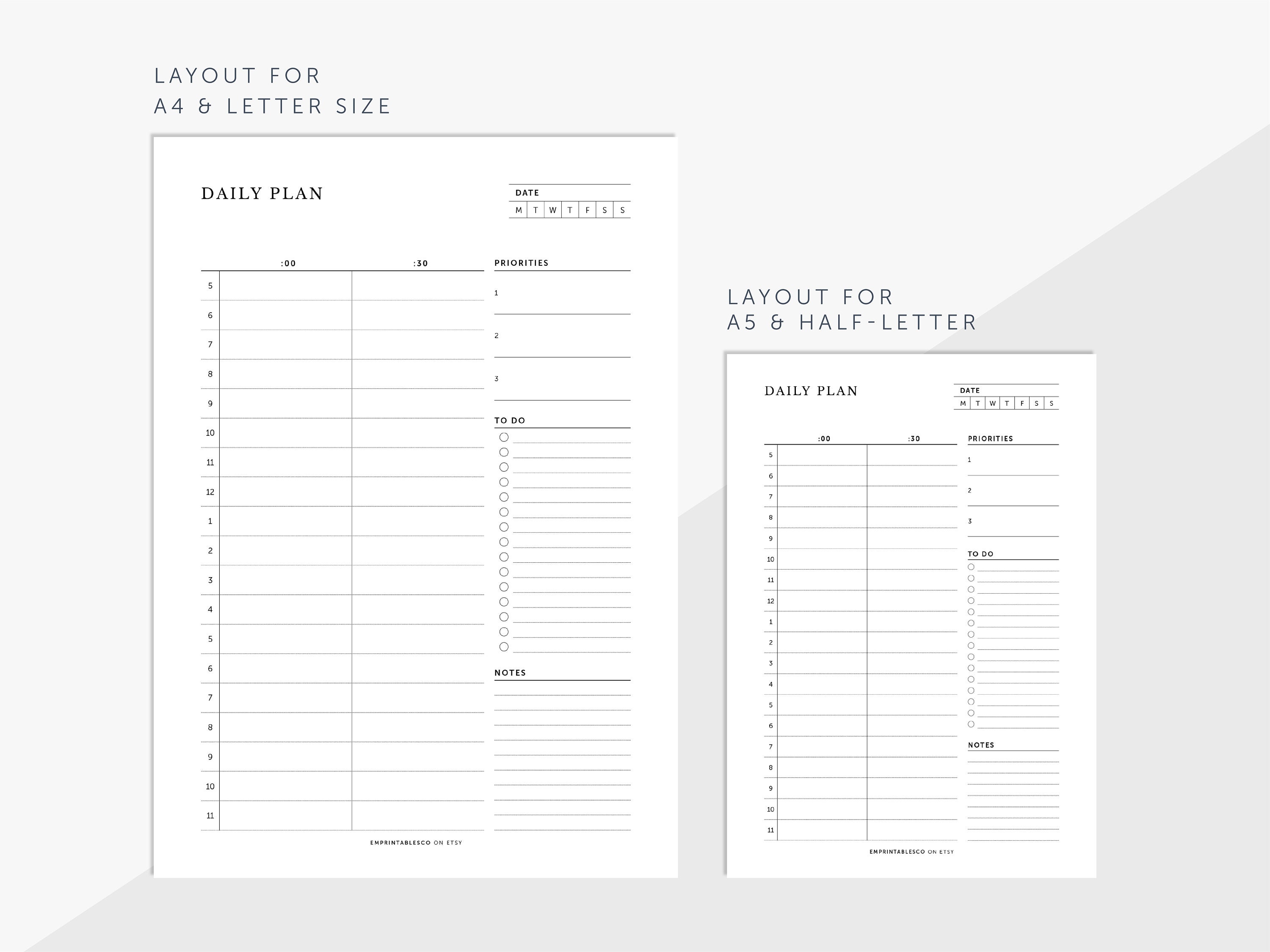Daily Planner, Half Hourly Daily Schedule, 30 Minutes Interval, ADHD ...