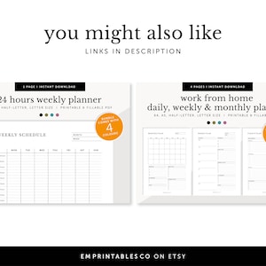 Hourly Weekly Schedule with 15 Minutes Interval, Meeting Tracker, Fillable & Printable, Weekly Planner Inserts, A4/A5/Letter/Half Size