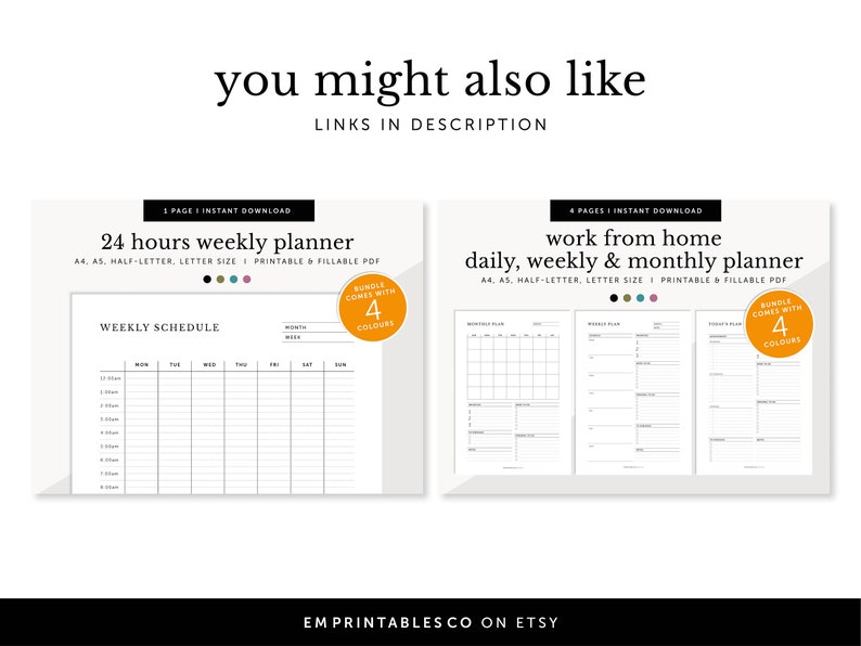 Hourly Weekly Schedule with 15 Minutes Interval, Meeting Tracker, Fillable & Printable, Weekly Planner Inserts, A4/A5/Letter/Half Size