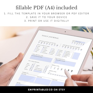 Daily Mood Journal, Mood Tracker, Mental Health Planner, ADHD Daily Journal, Fillable & Printable Planner, A4/A5/Letter/Half Size image 2