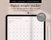 Digital 100 Day Weight Tracker, Weight Loss Tracker, 1-Page Fitness Tracker, Weight Goal, Goodnotes, Notability, Ipad, Hyperlinked PDF