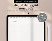 Digital Daily Grid Notebook, Daily Graph Paper Notebook, Digital Daily Squared Notes Template, Goodnotes Planner, iPad, Hyperlinked PDF