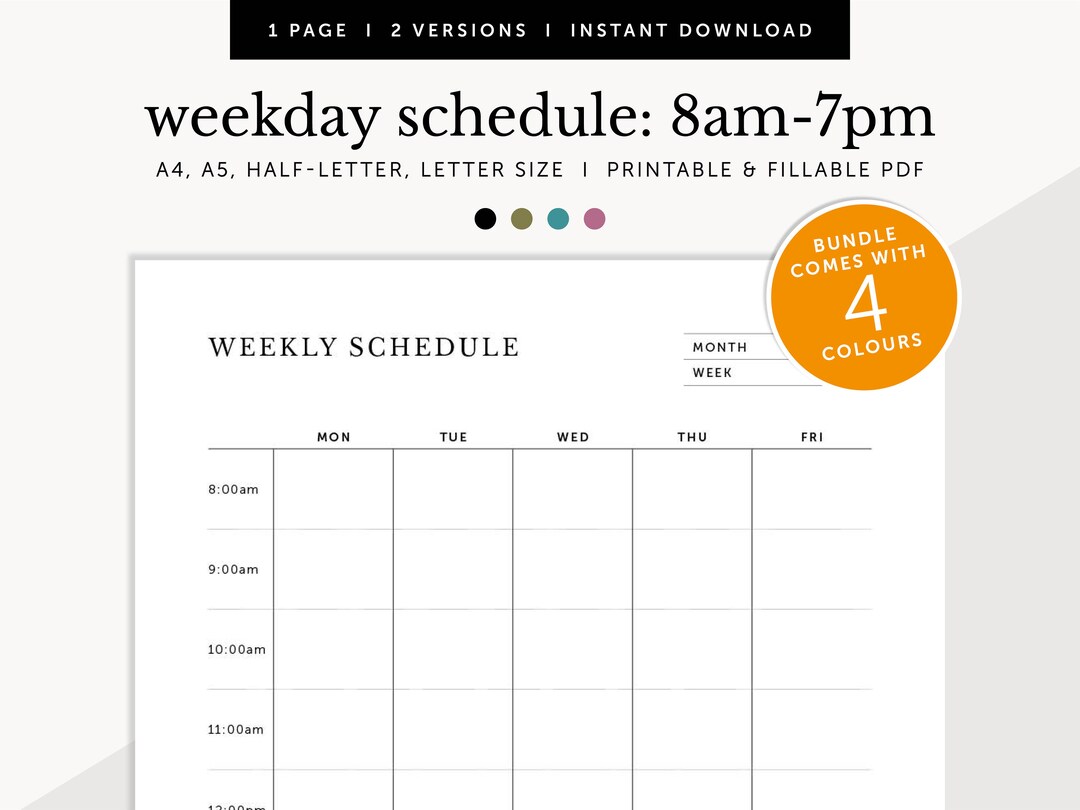 hourly-weekday-planner-8am-7pm-weekday-schedule-half-hourly-guidelines-fillable-printable-weekly-planner-a4-a5-letter-half-letter-etsy