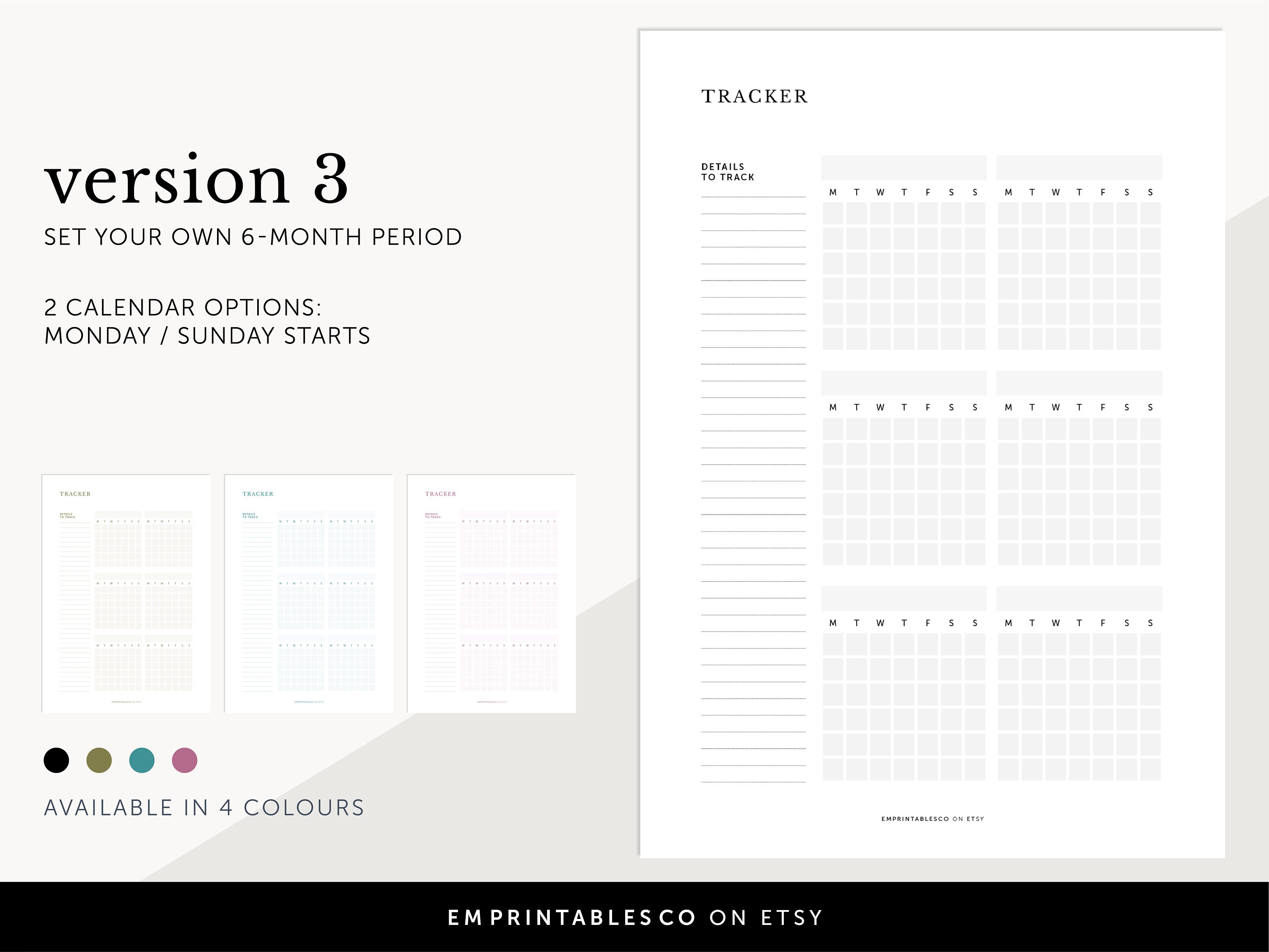 6-month Habit Tracker, Routine Tracker, Calendar Tracker, Monthly to Do ...