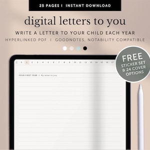Cartas digitales para usted, Cartas para su hijo de 1 a 18 años, Libro de recuerdos de reliquia moderna, Libro de cartas Goodnotes, iPad, PDF con hipervínculo