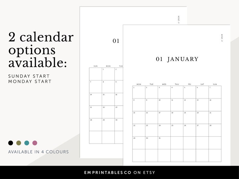 2025 Monthly Wall Calendar, 2025 Monthly Desk Planner, 2025 Monthly