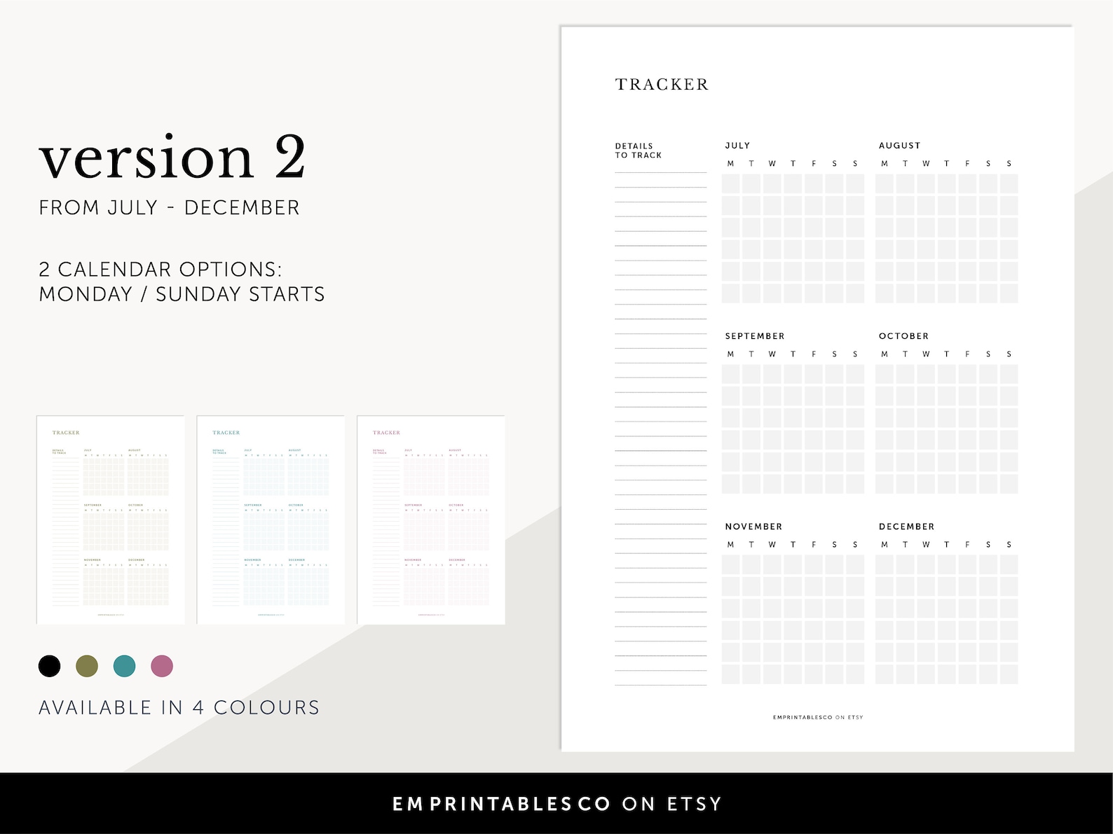 6-month Habit Tracker, Routine Tracker, Calendar Tracker, Monthly to Do ...