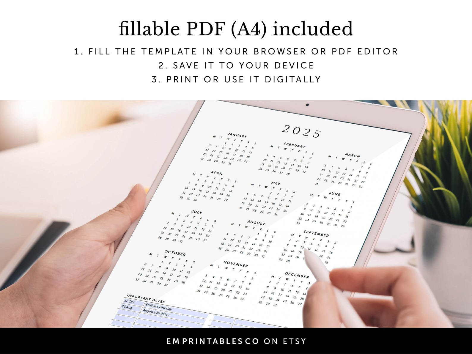2025 Calendar With Notes, 2025 Wall Calendar, Important Dates, 2025 ...