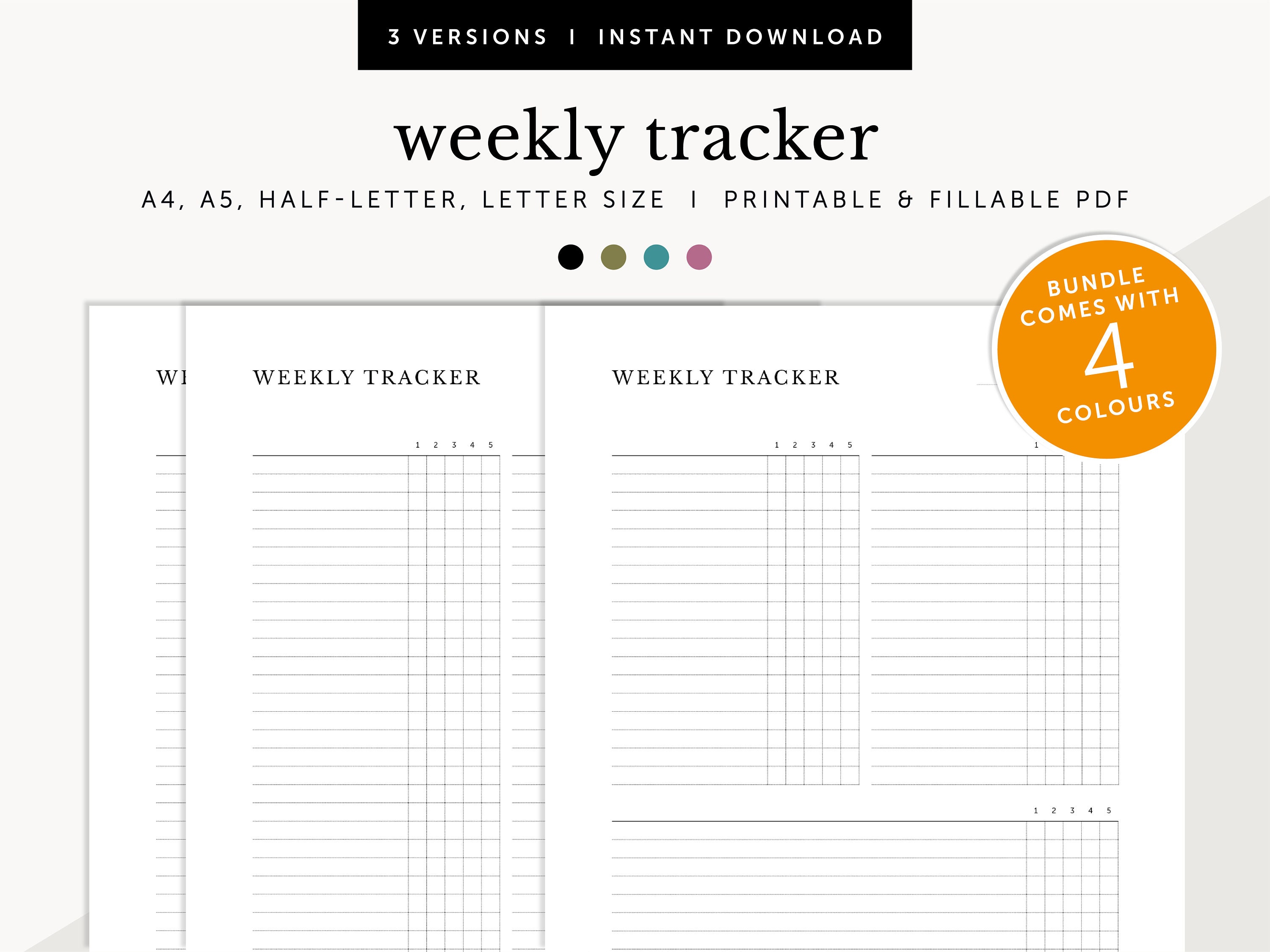Weekly Reporting Tracker Weekly Tracker, Weekly Habit Tracker, Goal Tracker, Productivity ...