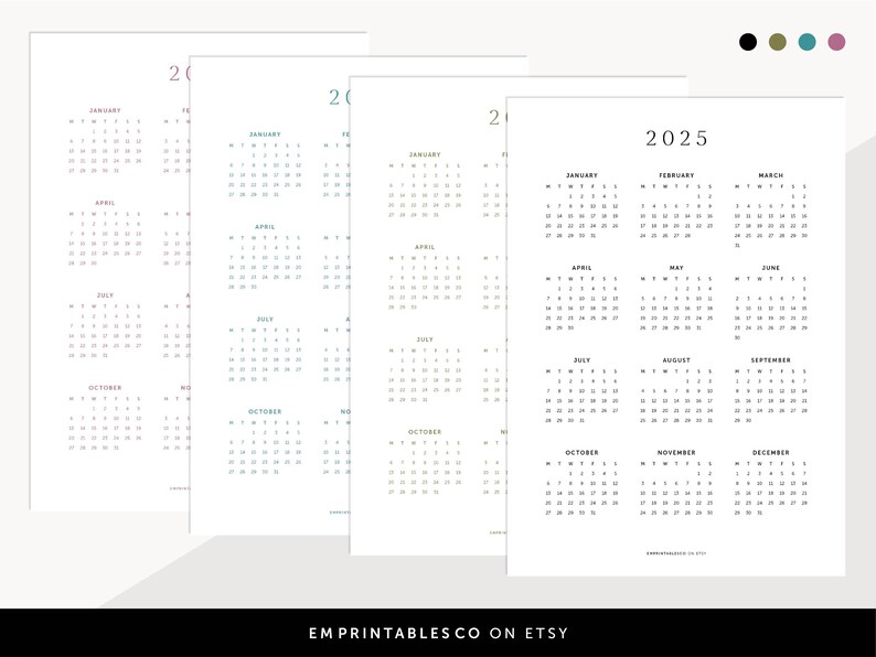 Pode incluir: Calend&aacute;rio imprim&iacute;vel para o ano de 2025. O calend&aacute;rio &eacute; dividido em 12 meses, com cada m&ecirc;s exibido em uma p&aacute;gina separada. O calend&aacute;rio &eacute; projetado em um estilo minimalista, com uma fonte preta simples em um fundo branco.
