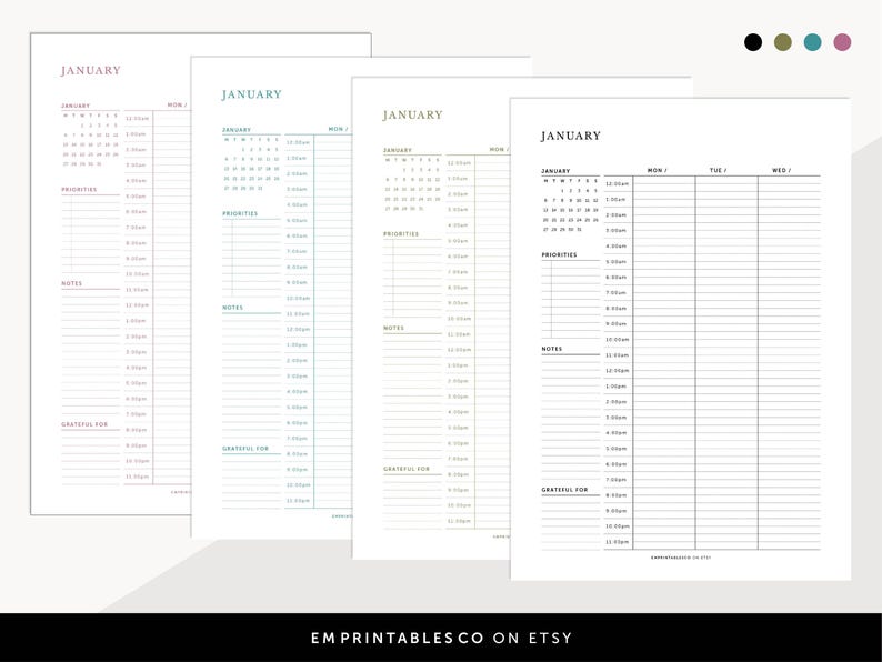Priority Calander 2025 24 Hour Weekly Schedule, 2 Page Meeting Tracker, Weekly Priorities ...
