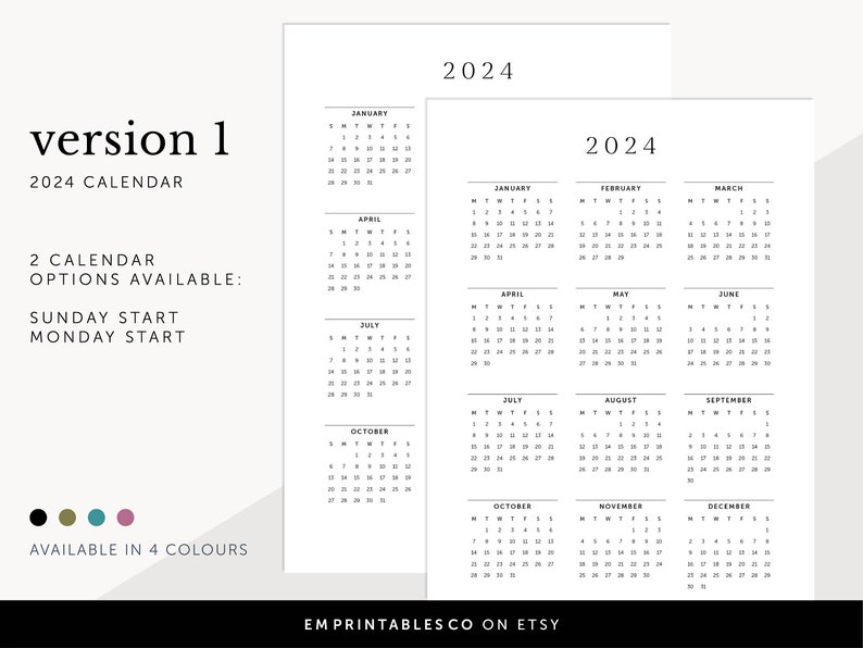 2024 Calendar, 2024 Wall Calendar, 2024 Desk Calendar, 2024 Planner