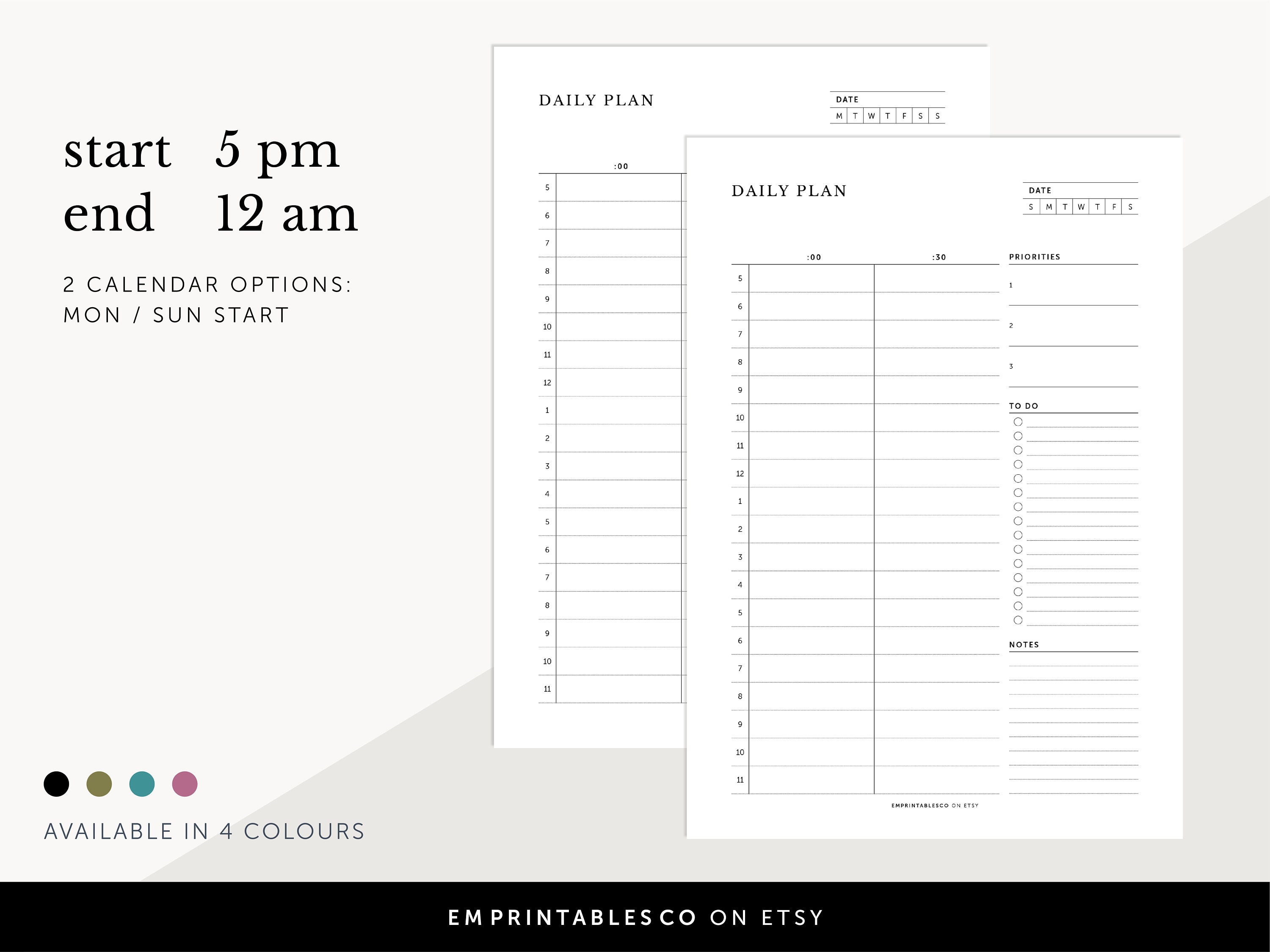 Daily Planner, Half Hourly Daily Schedule, 30 Minutes Interval, ADHD ...