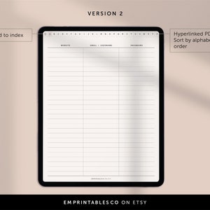Digital Password Tracker, Alphabetical Password Tracker, Password Book ...