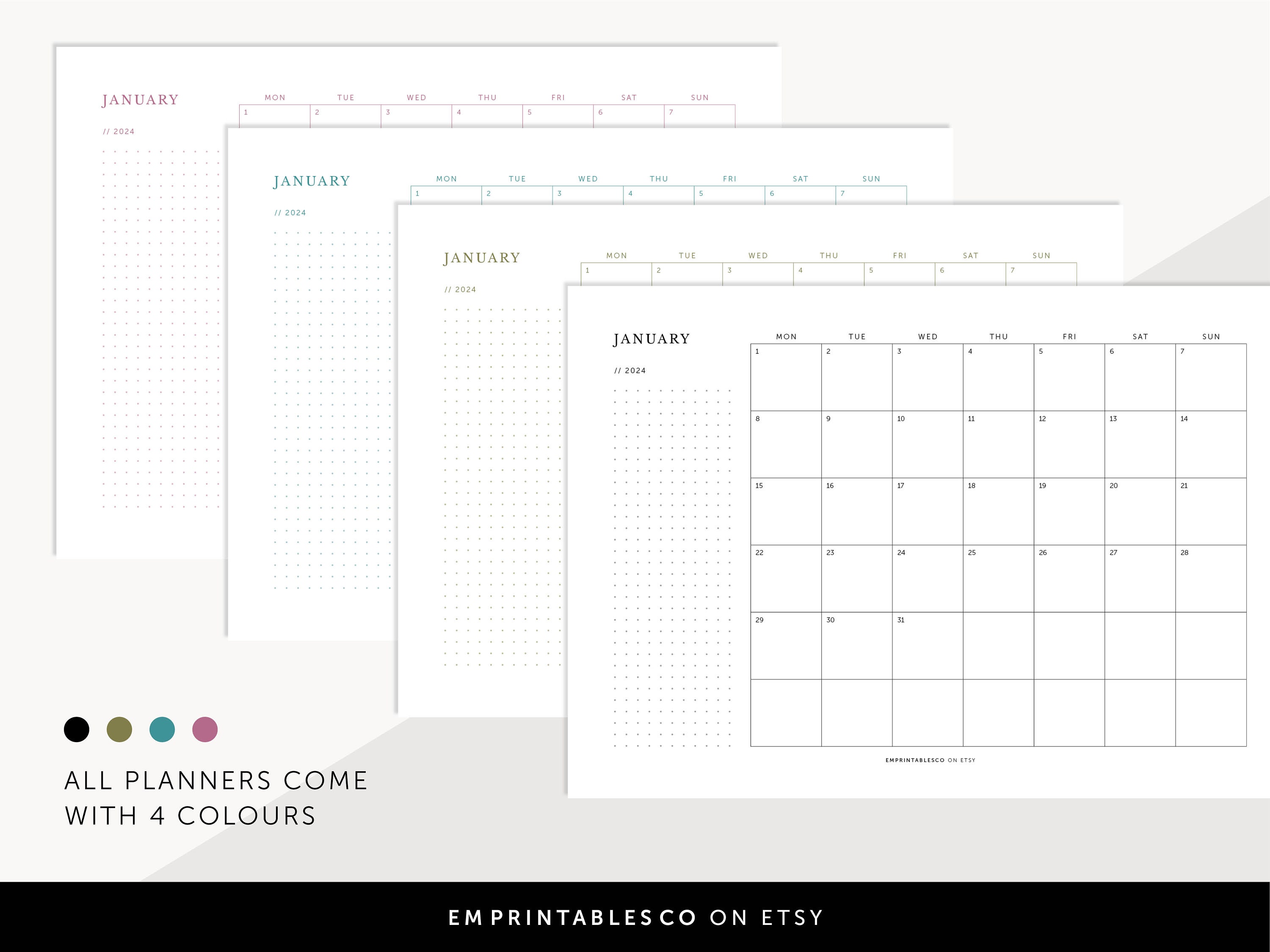 2024 Monthly Planner Set, 2024 Planner Bundle, 2024 Planner, 2024