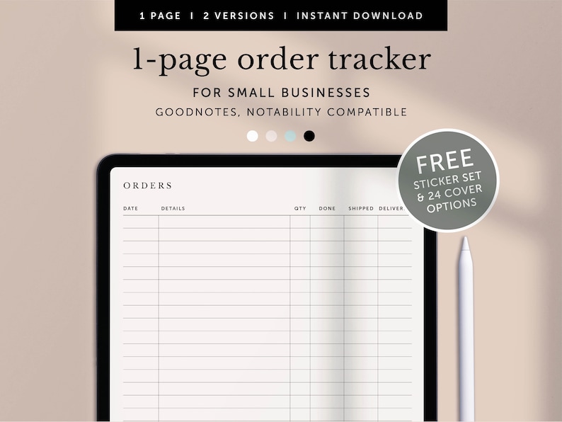 Digital Order Tracker Template, Shipping Tracker, 1-page Order Planner ...