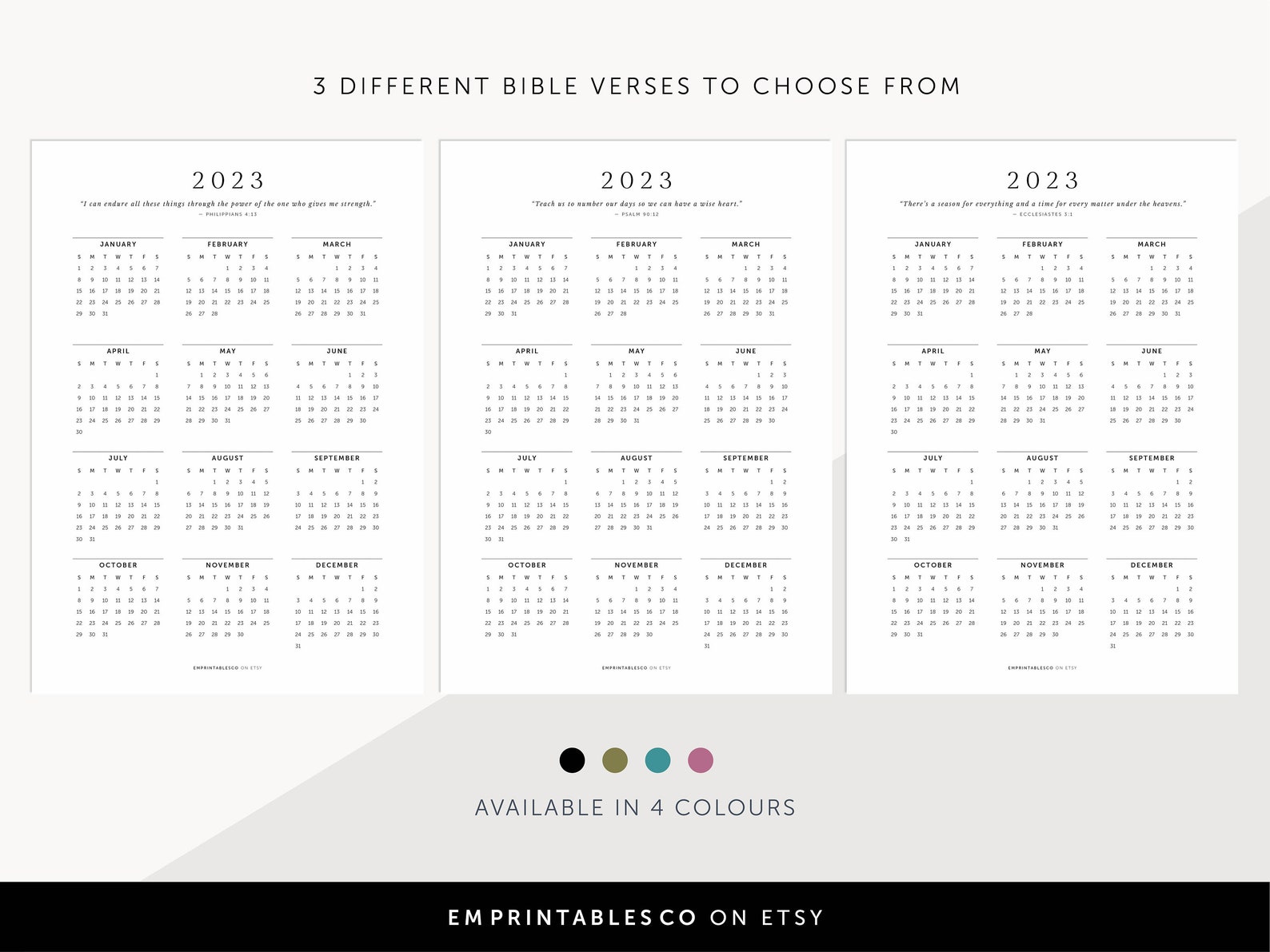 Calendrier 2023 avec versets bibliques Calendrier chrétien - Etsy France