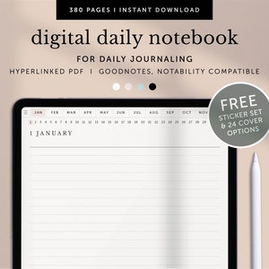 Pagine di note giornaliere digitali, modello di note giornaliere, taccuino giornaliero digitale, pianificatore Goodnotes, pianificatore di notabilità, iPad, PDF con collegamento ipertestuale