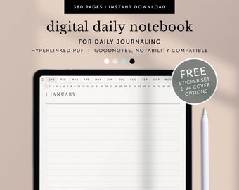 Digital Daily Notes Pages, Daily Notes Template, Digital Daily Notebook, Goodnotes Planner, Notability Planner, iPad, Hyperlinked PDF