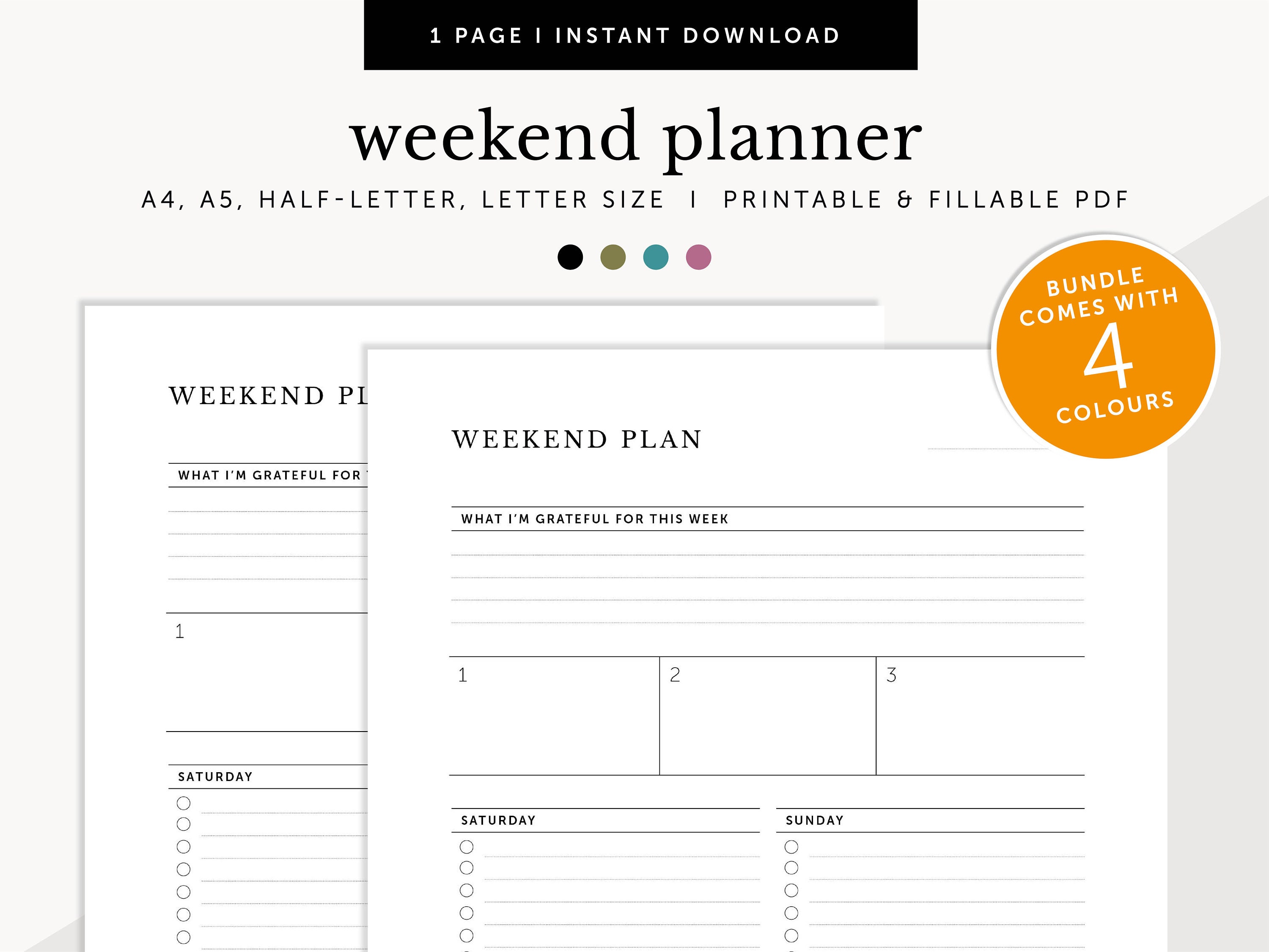 Weekend Planner Saturday and Sunday Planner Weekend Schedule Weekend