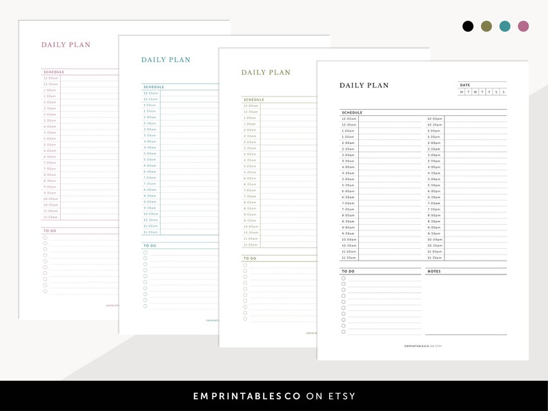 24 Hour Half Hourly Daily Schedule, 24hr Daily Planner, Daily to Do ...