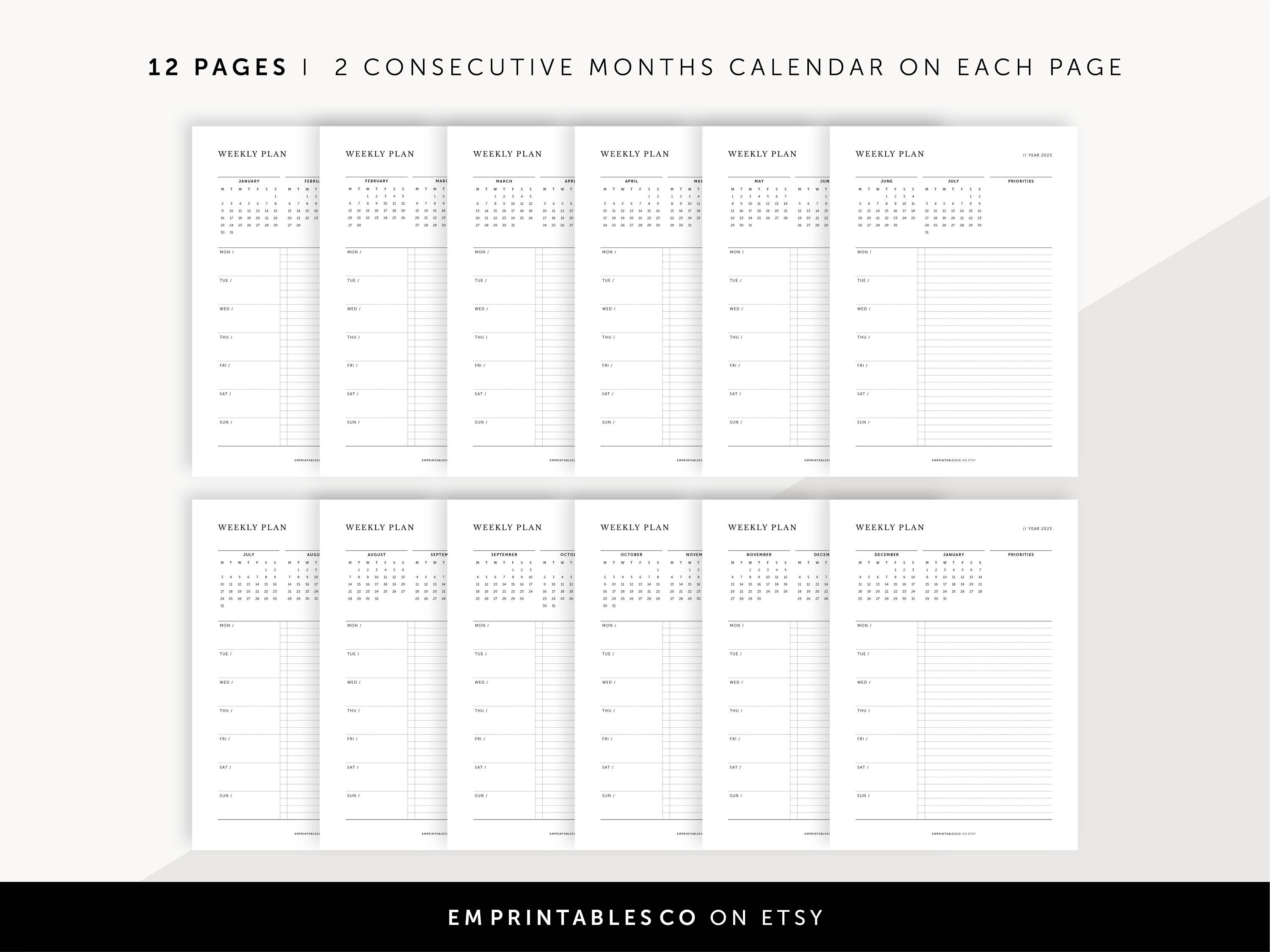 2023 Weekly Action Plan, 2023 Weekly Goals With Calendar, 2023 Weekly