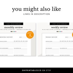 Daily Weekly Monthly Review, Weekly Review, Daily Reflections, Monthly ...