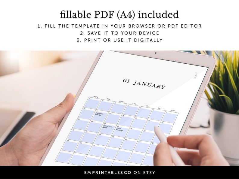 2025 Monthly Wall Calendar, 2025 Monthly Desk Planner, 2025 Monthly