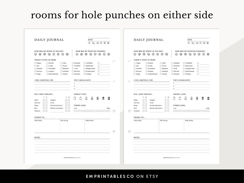 Daily Mood Journal, Mood Tracker, Mental Health Planner, ADHD Daily Journal, Fillable & Printable Planner, A4/A5/Letter/Half Size image 4